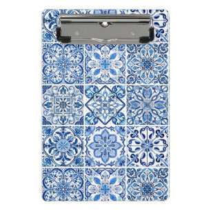 Mediterranean Tiles, Portuguese, Azulejo, Majolica Mini Clipboard