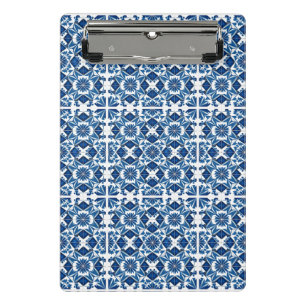 Mediterranean Tiles, Portuguese, Azulejo, Majolica Mini Clipboard