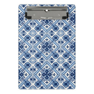 Mediterranean Tiles, Portuguese, Azulejo, Majolica Mini Clipboard