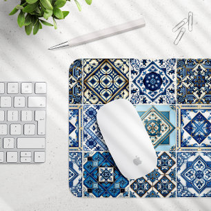 Mediterranean Tiles, Portuguese, Azulejo, Majolica Mouse Pad