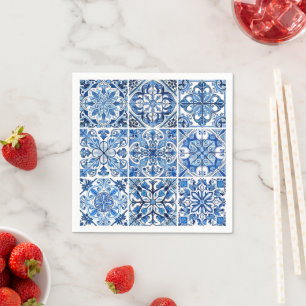 Mediterranean Tiles, Portuguese, Azulejo, Majolica Napkin