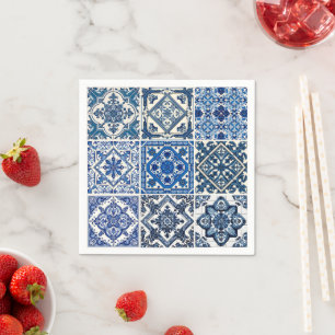 Mediterranean Tiles, Portuguese, Azulejo, Majolica Napkin