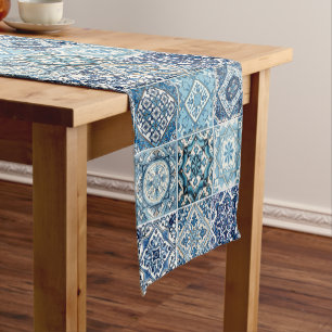 Mediterranean Tiles, Portuguese, Azulejo, Majolica Short Table Runner