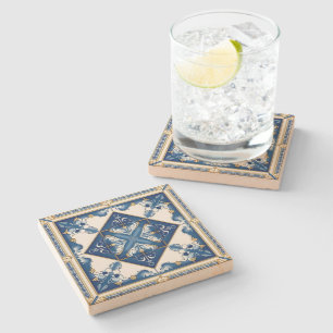 Mediterranean Tiles, Portuguese, Azulejo, Majolica Stone Coaster