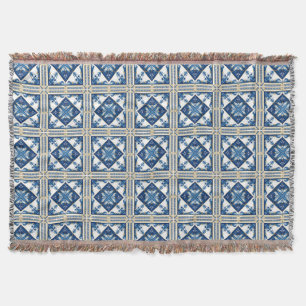 Mediterranean Tiles, Portuguese, Azulejo, Majolica Throw Blanket