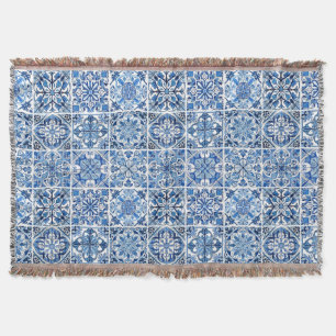 Mediterranean Tiles, Portuguese, Azulejo, Majolica Throw Blanket