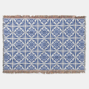 Mediterranean Tiles, Portuguese, Azulejo, Majolica Throw Blanket
