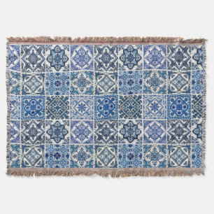 Mediterranean Tiles, Portuguese, Azulejo, Majolica Throw Blanket