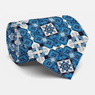 Mediterranean Tiles, Portuguese, Azulejo, Majolica Tie