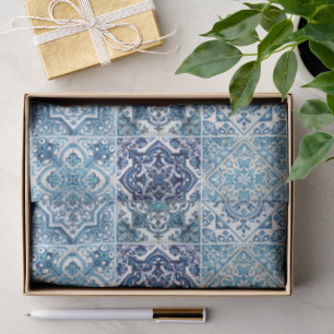 Mediterranean Tiles, Portuguese, Azulejo, Majolica Tissue Paper
