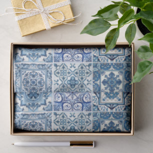 Mediterranean Tiles, Portuguese, Azulejo, Majolica Tissue Paper