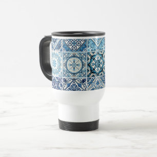 Mediterranean Tiles, Portuguese, Azulejo, Majolica Travel Mug