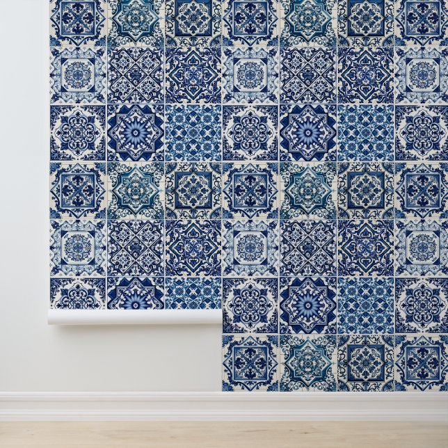 Mediterranean Tiles, Portuguese, Azulejo, Majolica Wallpaper (Application)