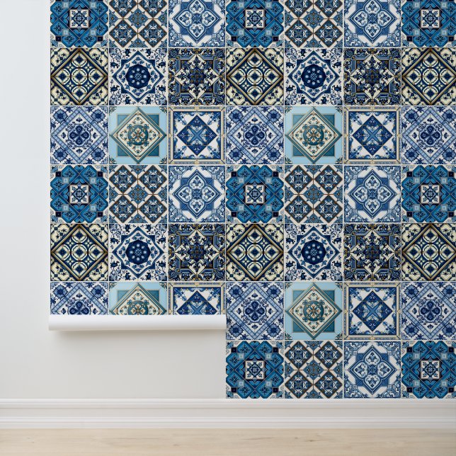 Mediterranean Tiles, Portuguese, Azulejo, Majolica Wallpaper (Application)