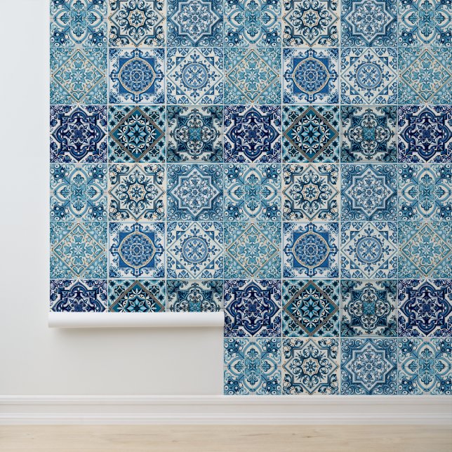 Mediterranean Tiles, Portuguese, Azulejo, Majolica Wallpaper (Application)