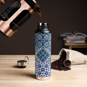 Mediterranean Tiles, Portuguese, Azulejo, Majolica Water Bottle