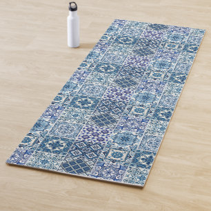 Mediterranean Tiles, Portuguese, Azulejo, Majolica Yoga Mat
