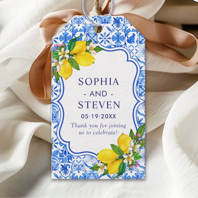 Mediterranean Tiles Summer Wedding Gift Tags (Creator Uploaded)