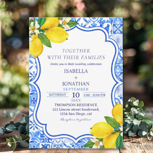 Mediterranean Tiles Summer Wedding with Lemons  Invitation