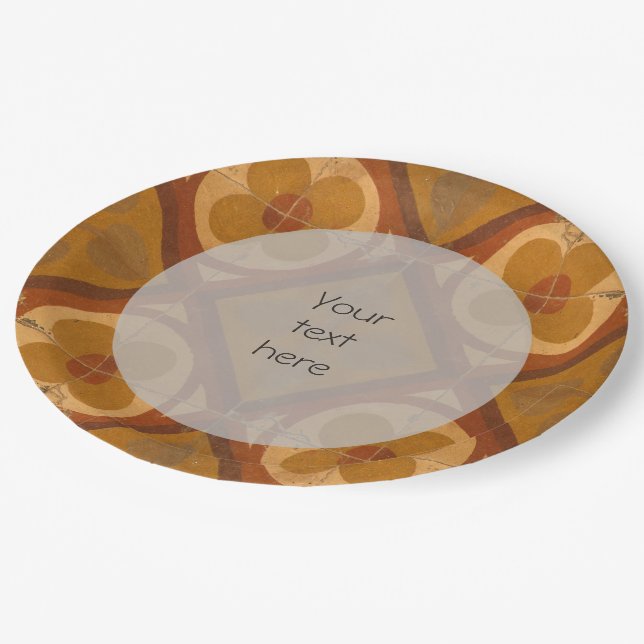 Mediterranean Traditional Ceramic Tile any Text Paper Plate (Angled)