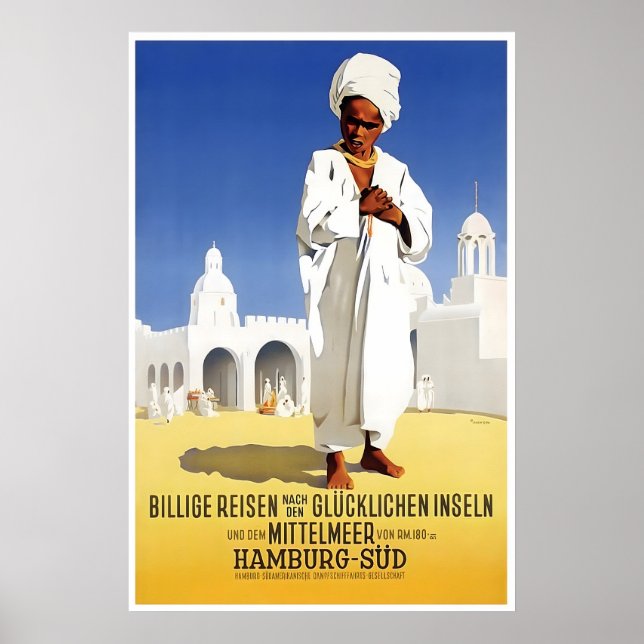 Mediterranean Travel Poster Middle Eastern Art (Front)