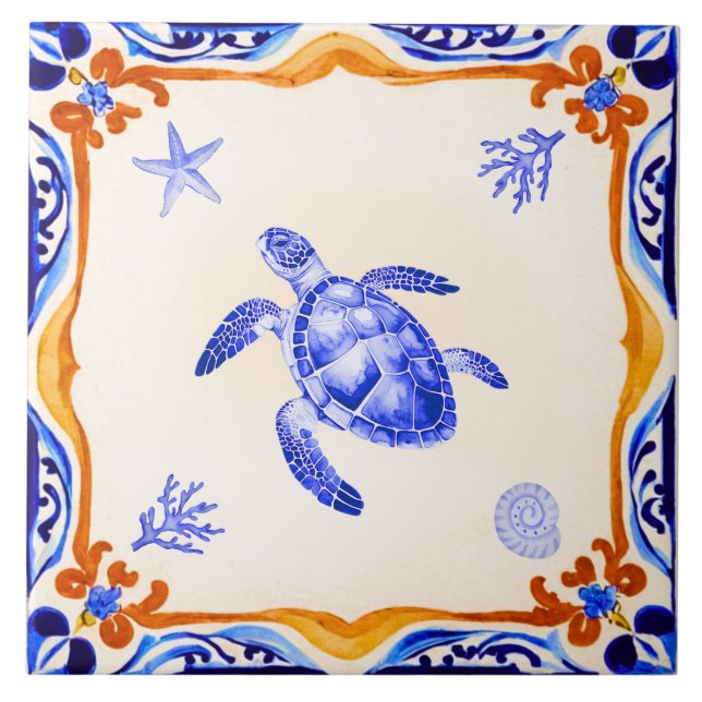 Mediterranean Turtle Tile (Front)