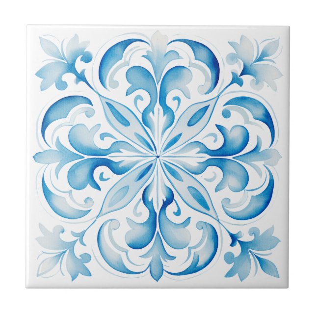 Mediterranean Tuscany Blue Design Tile (Front)
