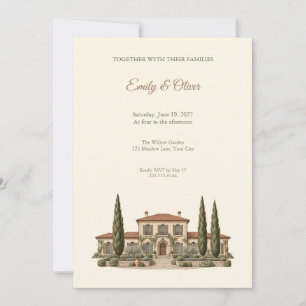 Mediterranean Villa Cypress Wedding Invitation