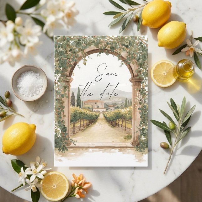 Mediterranean Vineyard Arch Save the Date  Invitation (Creator Uploaded)