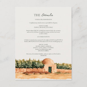 Mediterranean Vineyard Dome Wedding Details Enclosure Card