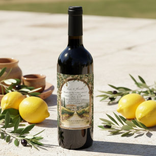 Mediterranean Vineyard Wedding  Wine Label