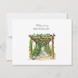 Mediterranean Watercolor Bridesmaid Proposal Card