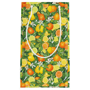 Mediterranean Watercolor Citrus Lemons & Oranges P Small Gift Bag