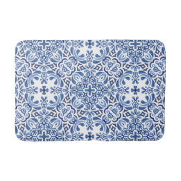 Mediterranean Watercolor Tile Bath Mat