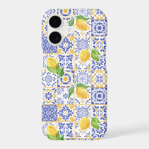 Mediterranean Watercolor Tile Lemon Pattern