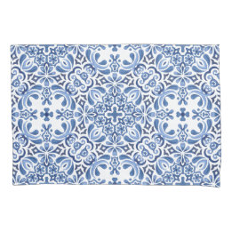 Mediterranean Watercolor Tile Pillowcase