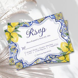 Mediterranean Wedding Style with Italian Tiles RSVP Card