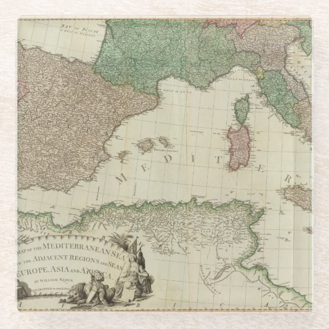 Mediterranean West Glass Coaster (Front)