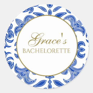 Mediterranean White and Blue Bachelorette Sticker