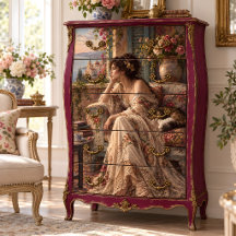 Mediterranean Woman With Cat and Roses Decoupage