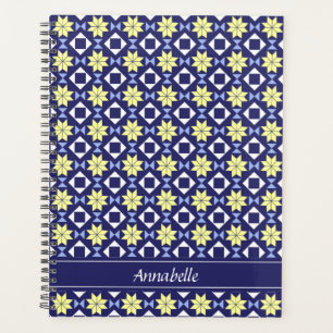 Mediterranean Yellow Blue Floral Tile Pattern Name Planner