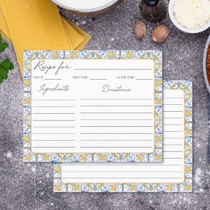 Mediterranean Yellow Blue Tiles Family Recipe Card