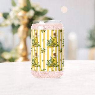Mediterranean Yellow Stripe Personalised Olive Oil Can Glass