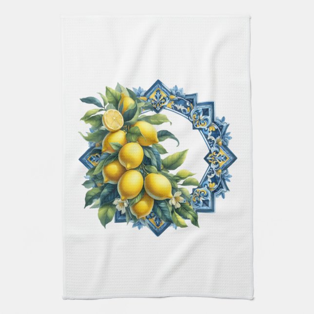 Mediterranian Lemons Tea Towel (Vertical)