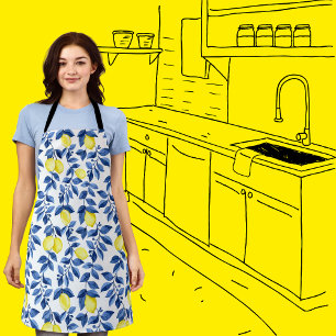 Mediterrenean Citrus Lemon pattern Apron