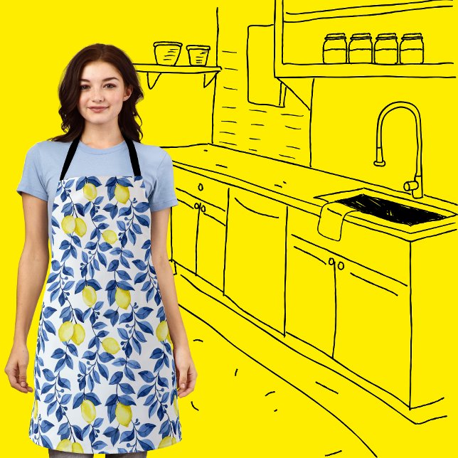 Mediterrenean Citrus Lemon pattern Apron (Creator Uploaded)