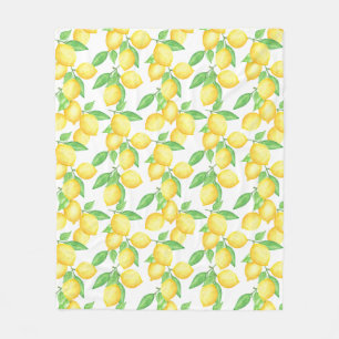 Mediterrenean Citrus Lemon pattern Fleece Blanket