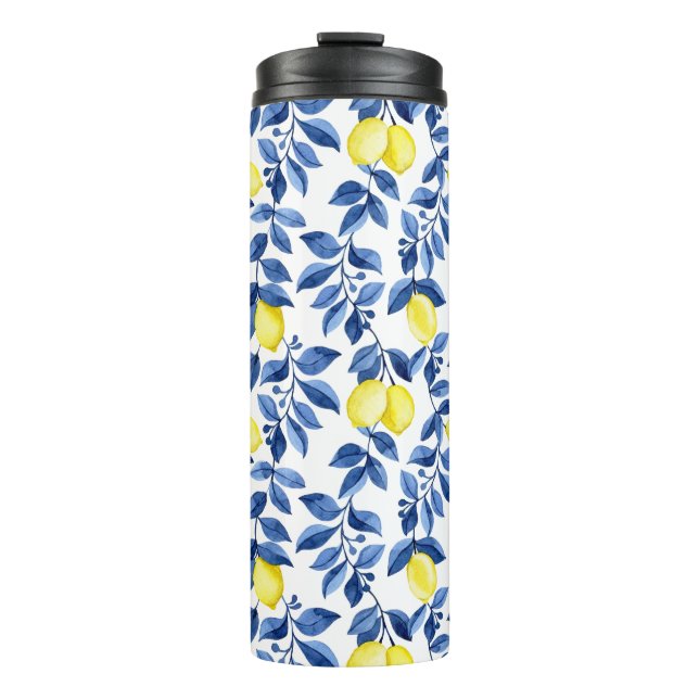 Mediterrenean Citrus Lemon pattern Thermal Tumbler (Front)