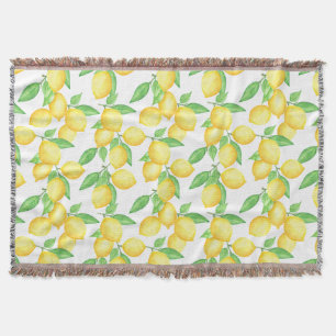Mediterrenean Citrus Lemon pattern Throw Blanket
