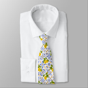 Mediterrenean Citrus Lemon pattern Tie